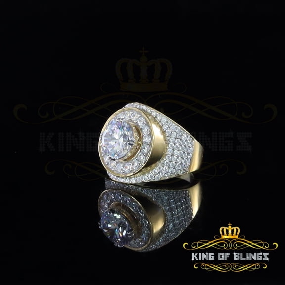 King Of Bling's 925 Silver Sterling Yellow 9.25ct Cubic Zirconia Cocktail Men's Ring Size 11