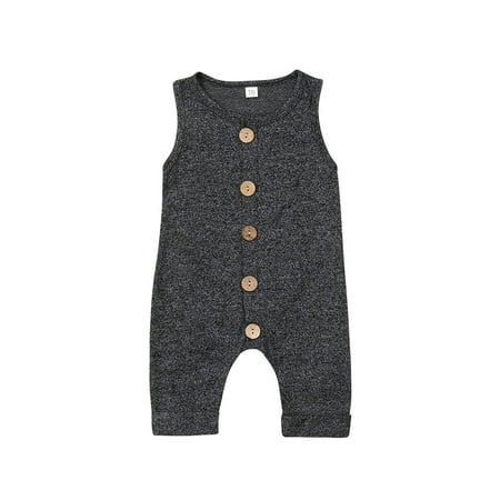 

Canrulo Newborn Baby Boy Girl Cotton One-Piece Romper Jumpsuit Outfits Sunsuit Overalls Black 0-6 Months