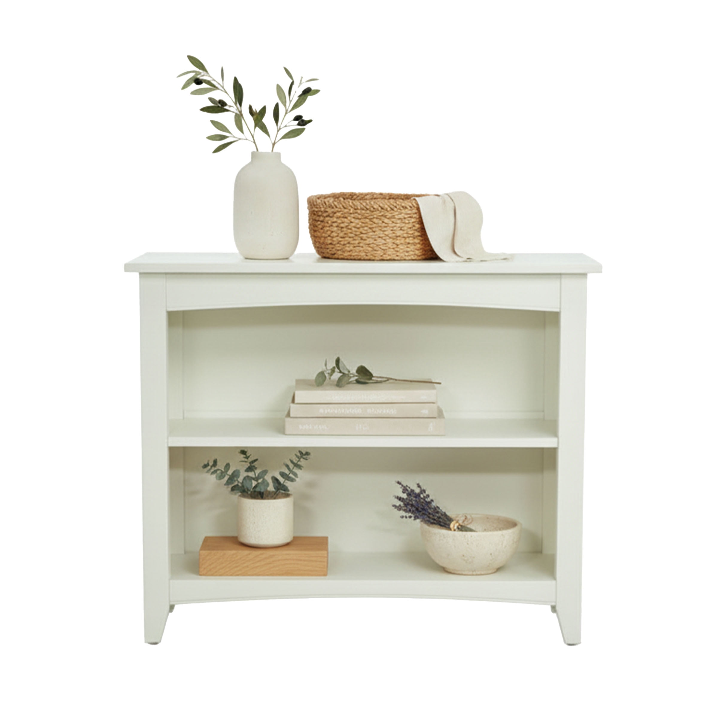Alaterre Furniture Shaker Cottage Bookcase, Office Storage Organizer with Two Fixed Shelves, Ideal for Home or Office, Ivory