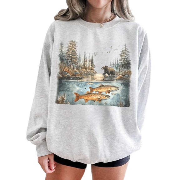 Vintage Trout Fishing Graphic Sweatshirt for Men and Women