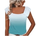 thumbnail image 3 of Inverlee Womens T Shirts V Neck Dressy Casual Short Sleeve Tops Loose Fit Gradient Print Shirts Breathable Holiday Tunic Blouse Tee Summer Fashion, 3 of 9