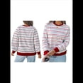 thumbnail image 3 of Camisas de Larga para Mujer, Túnicas Holgadas con Cuello Redondo A Rayas y Bloques de Color de Otoño. Rojo 5XL, 3 of 6