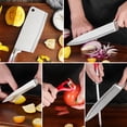 thumbnail image 3 of MDHAND 9-Piece Red Gradient Handle Knife Set, 5 Stainless Steel Knives with Block, Sharpening Rod, Scissors and Peeler, for Home Kitchen, 3 of 8