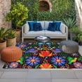 thumbnail image 2 of Mexican Flower Outdoor Rug for Patio/Deck/Porch, Non-Slip Large Area Rug 4 x 6 Ft, Abstract Colorful Floral Leaf Plant Indoor Outdoor Rugs Washable Area Rugs, Reversible Camping Rug Carpet Runner, 2 of 8
