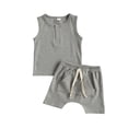 thumbnail image 2 of Kmbangi Baby Tank + Shorts, Elastic Waist with Pockets, Button Decoration, 2 of 9
