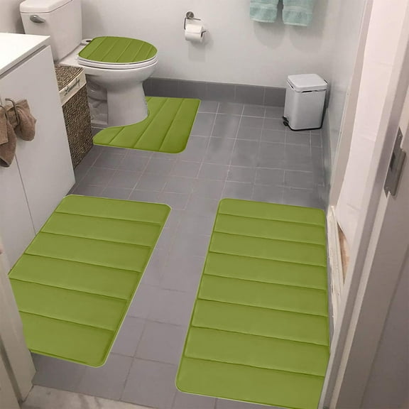 Dianli 4-Piece Bathroom Mat Set Foam Padded Bath Rugs Non-Slip Latex Bottom Soft Water-Absorbent Toilet Mats Machine Washable and Quick-Dry Bathroom Decor Gift