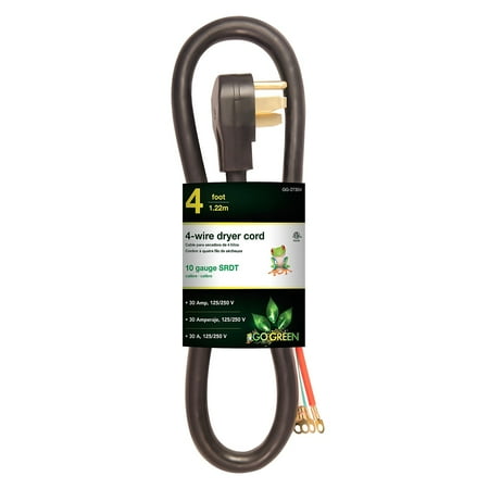 GoGreen Power (GG-27306) 6’ 4-Wire Dryer Cord, 30 Amps, 6 Ft