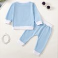 thumbnail image 4 of NOLDARES Baby Girl Fall Winter Outfits Toddler Clothes Long Sleeve Graphic Crewneck Sweatshirt + Joggers Pants Set(Light Blue,18-24 M), 4 of 4