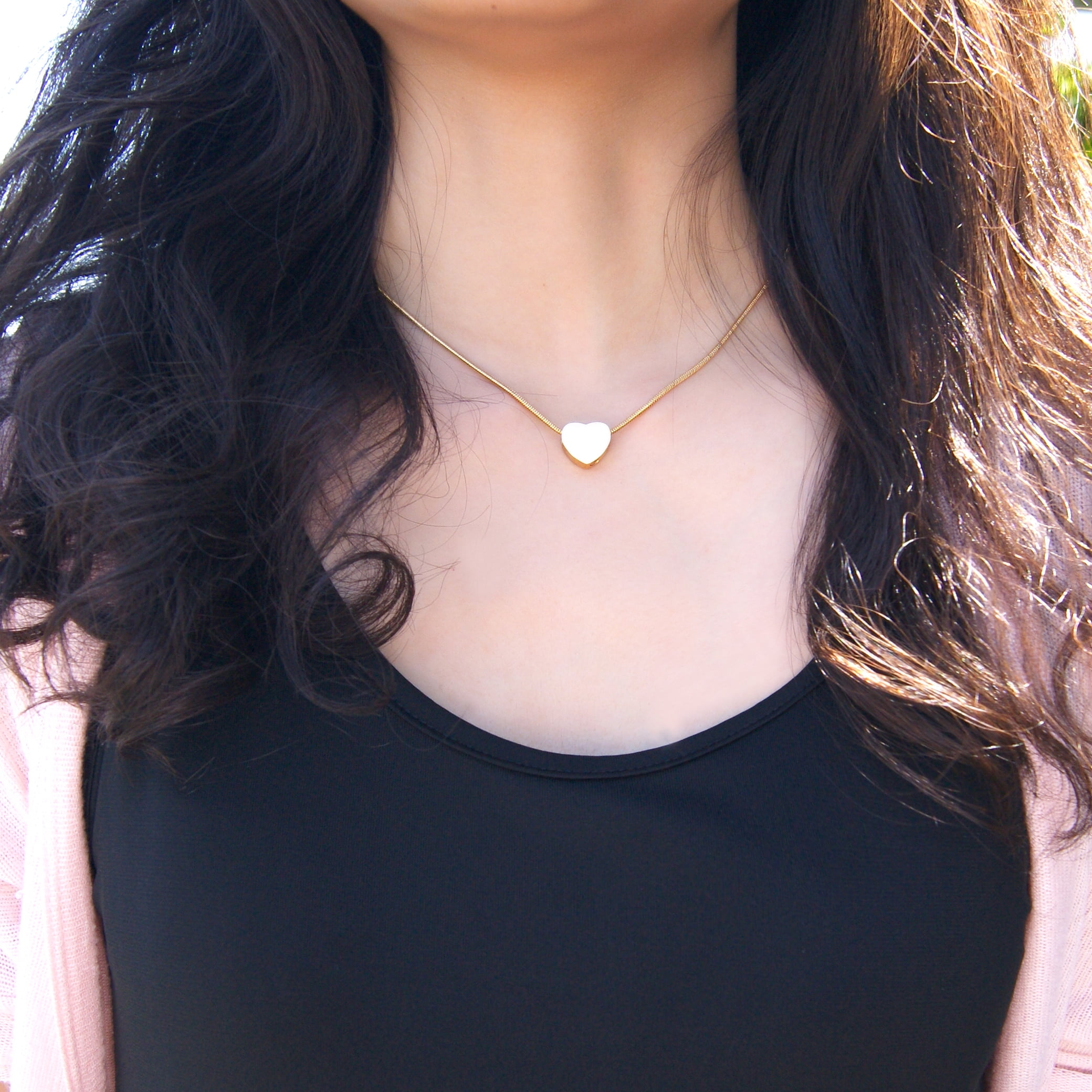 Gold Mini Heart Cremation Jewelry Memorial Necklace Ash Urn Keepsake with FREE Funnel Kit and Velvet Jewelry Box