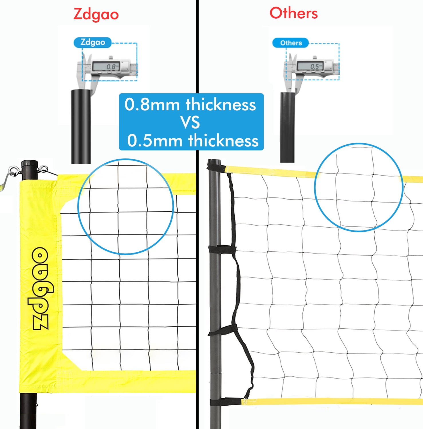 Zdgao Complete Volleyball Set with Net, Volleyball, Boundary Line, and Carry Bag for Sand, Lawn