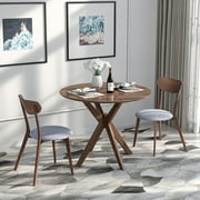 Costway 3 PCS Dining Table Set Modern Round Kitchen Table and Chairs Set for Dining Room