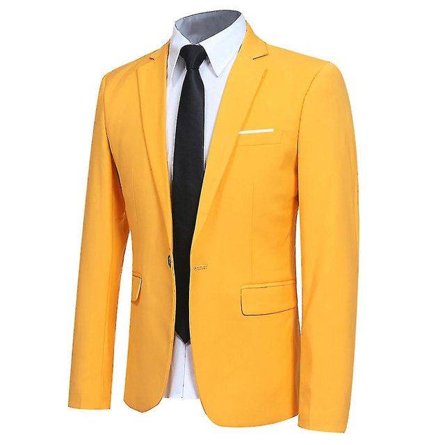Men's Solid Color One Button Blazer Casual Top Jacket