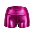 thumbnail image 3 of Oplxuo Women's Sexy Metallic Booty Shorts Stretch High Waisted Shiny Rave Festival Dance Bottoms, 3 of 5