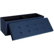 Songmics 43" Storage Ottoman Bench, Ottoman with Storage, 120 L Capacity, Hold up to 660lb, Navy Blue