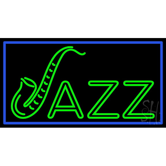 Jazz With Border 1 LED Neon Sign 13" Tall x 24" Wide - inches Black Square Cut Acrylic Backing, with Dimmer - Premium built indoor Sign for Studio, Club, Home décor, Event, Workshop, Storefront.