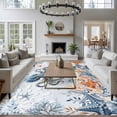 thumbnail image 4 of Oceans Marine Life Washable Living Room Rugs 5'x7', Orange Blue Octopus Starfish Corals Gradient Low Pile Throw Large Area Rugs Non-Slip Sturdy Edge Binding Carpet for Dining Room Bedside Kitchen, 4 of 9