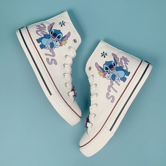 Disney dibujos animados lienzo Stitch pareja zapatos niñas verano nueva moda coreana salvaje Mickey mouse niños lona zapatillas tamaño 34-4435-plantilla 22,5 CM Gao Jinjia LED