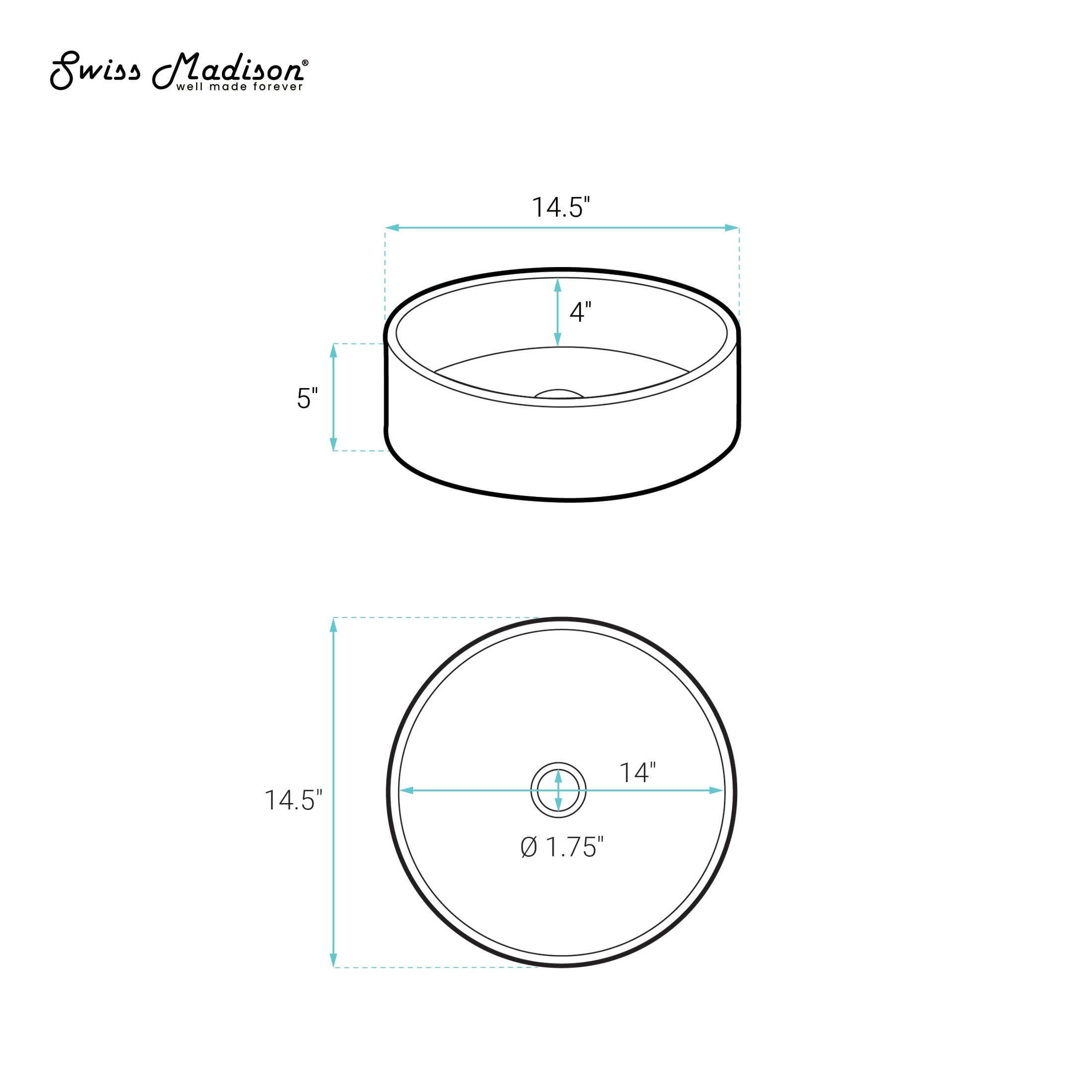 Lisse 14.5" Concrete Round Vessel Sink in Matte Taupe
