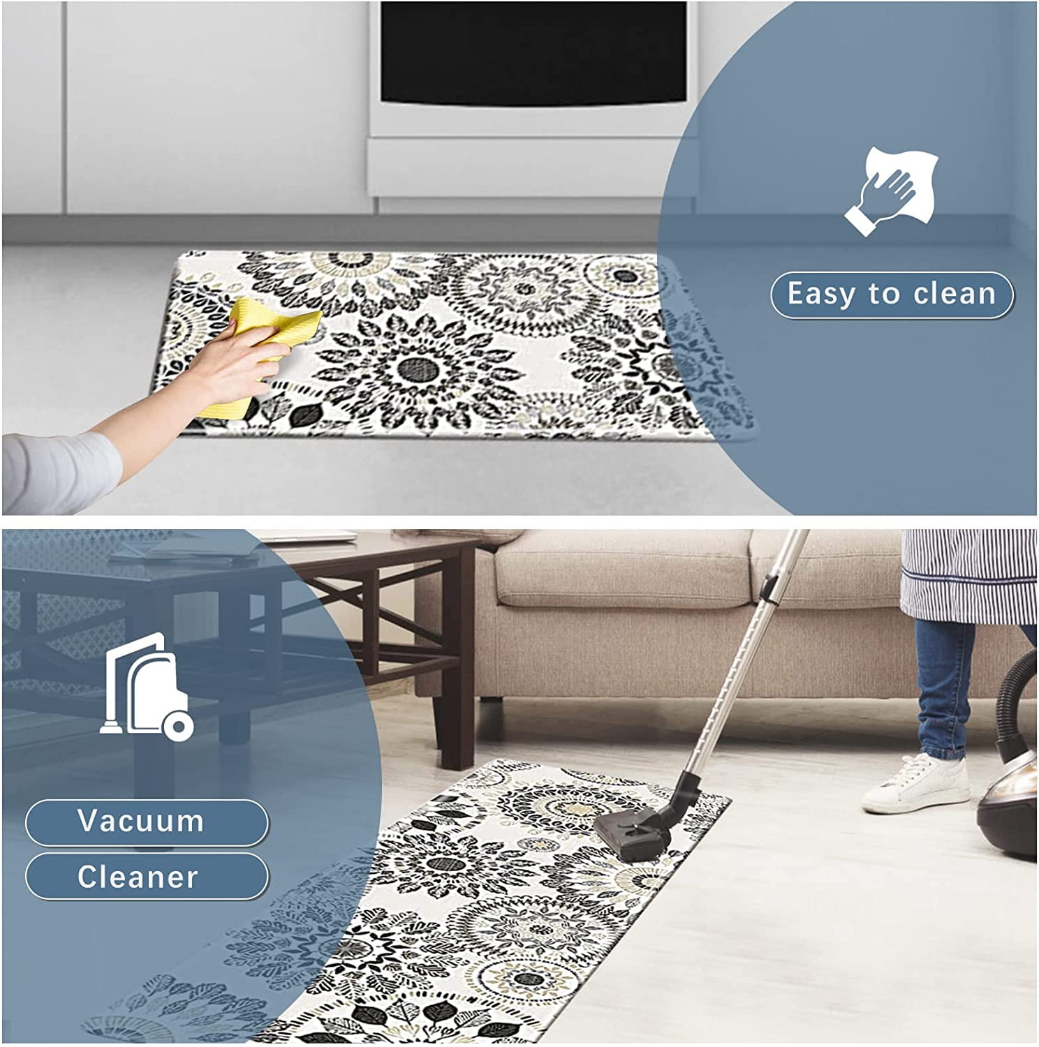 Sofort Kitchen Mat, Cushioned Anti Fatigue Kitchen Rug Set, 2 Pieces N –  Modern Rugs and Decor