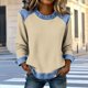 thumbnail image 2 of Camisetas de Manga Larga para las Mujeres Loose Fit Color Sólido Blusa de Cuello Redondo Top Suave Casual, 2 of 6