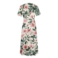 thumbnail image 6 of LWavelet Women's Plus Size Ditsy Floral Maxi Dress Short Sleeve Tie Waist Casual Cute Dress with Pockets Blue 3XL, 6 of 7