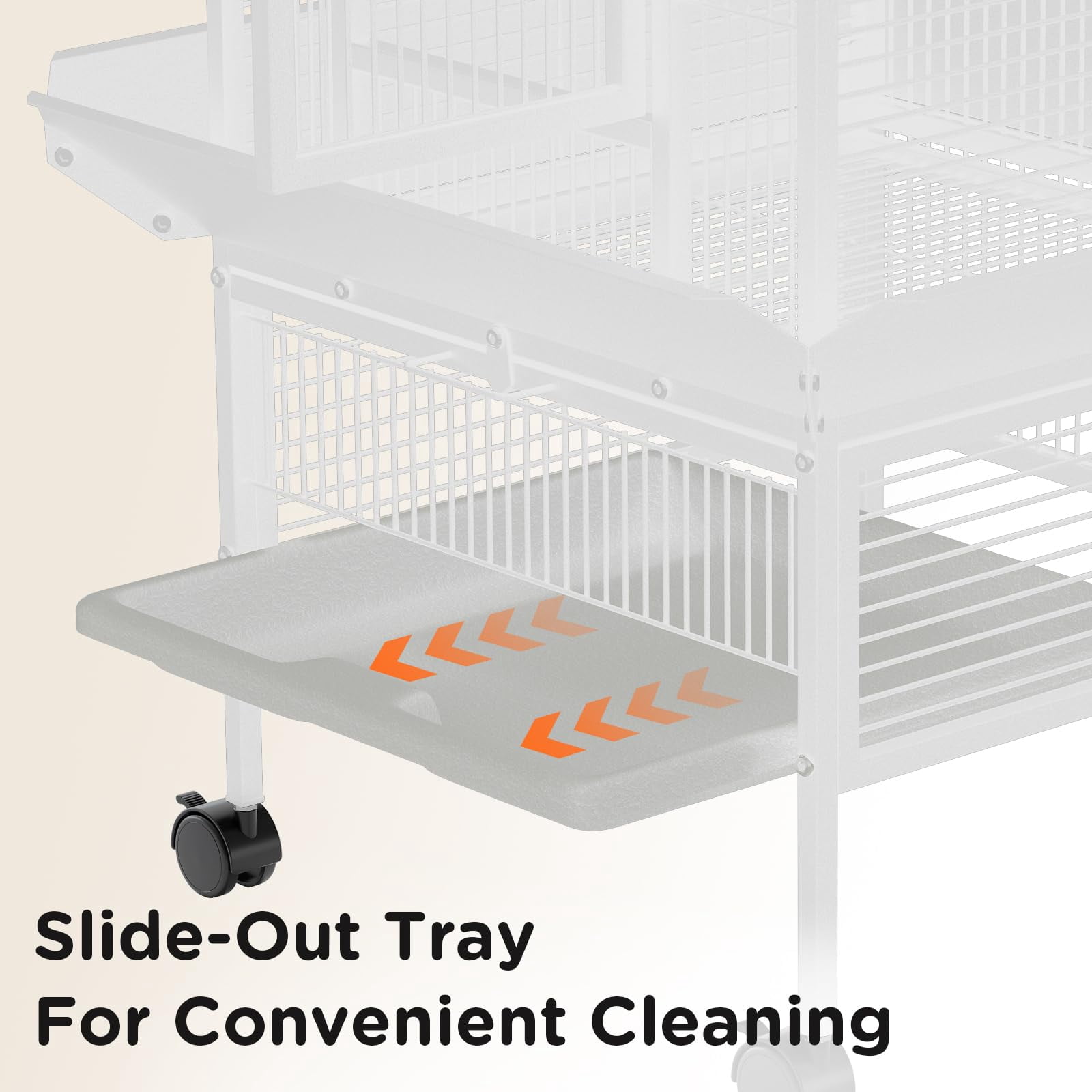 Large 60" Wrought Iron Bird Flight Cage with Rolling Stand & Play Top – Heavy Duty Parrot Cage with 4 Stainless Steel Bowls for African Grey, Cockatiel, Conure, Parakeet, White