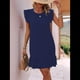 thumbnail image 4 of Vestidos de Verano para Mujer, Cuello Redondo, Corta, Dobladillo con Volantes, Vestido Mini Informal, Azul Oscuro, L, 4 of 7