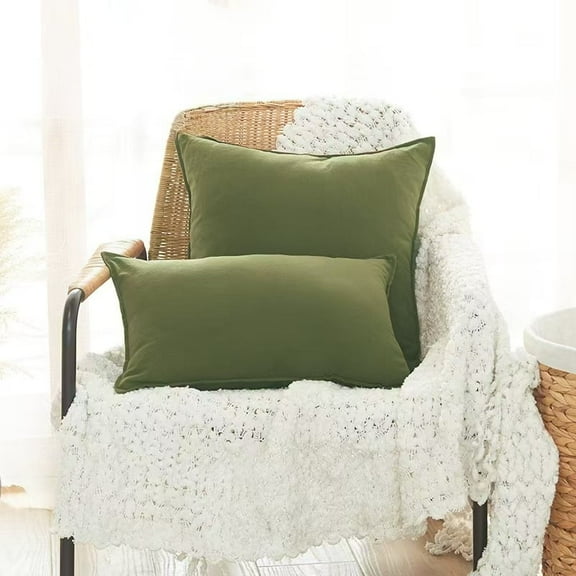 XmhyTop Decorative Pillow, 30*50 CM green Decor Pillow, 1 Pcs Throw Pillows with Washed Cotton Cover & PP Cotton Filling, Soft Cushion for Sofa, Bed, Living Room