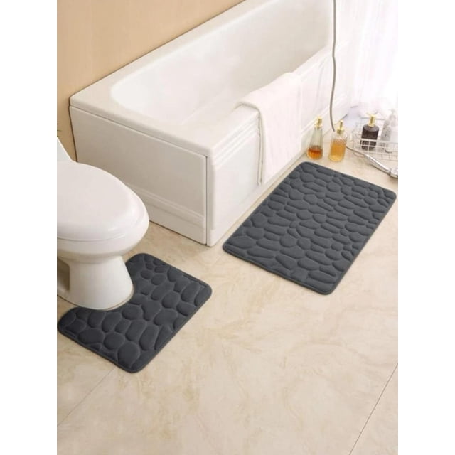 Shitouwen alfombrilla de suelo antideslizante y absorbente para bañera de baño con relieve de adoquín