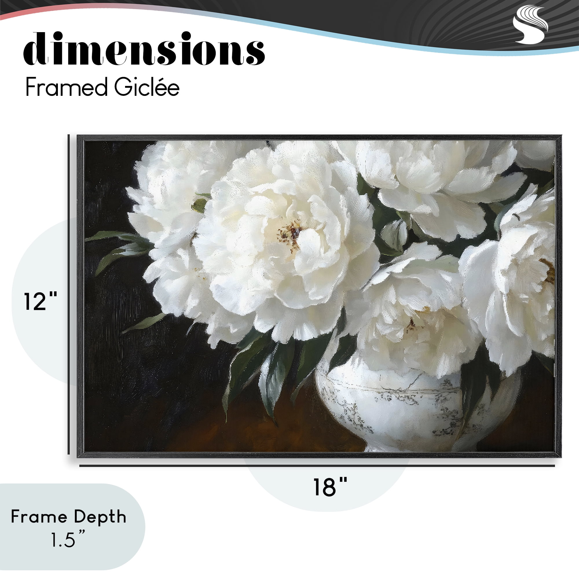 Stupell Industries White Flowers in Vintage Vase Black Framed Giclee Art, design by Petal Prints Design
