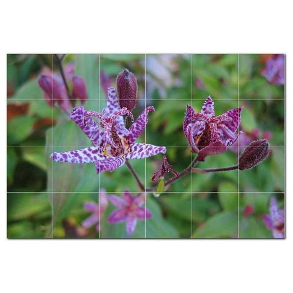 Flowers Ceramic Tile Mural Kitchen Backsplash Bathroom Shower, 402456-L64