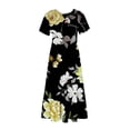 thumbnail image 4 of Amzcrzy Women's Summer Dresses 2024 Fashion Casual Bohemian Floral Beach Dresses Short Sleeve Crewneck Sundress Flowy Maxi Beach Dress Long Beach Midi Dress with Pockets S-2XL, 4 of 4