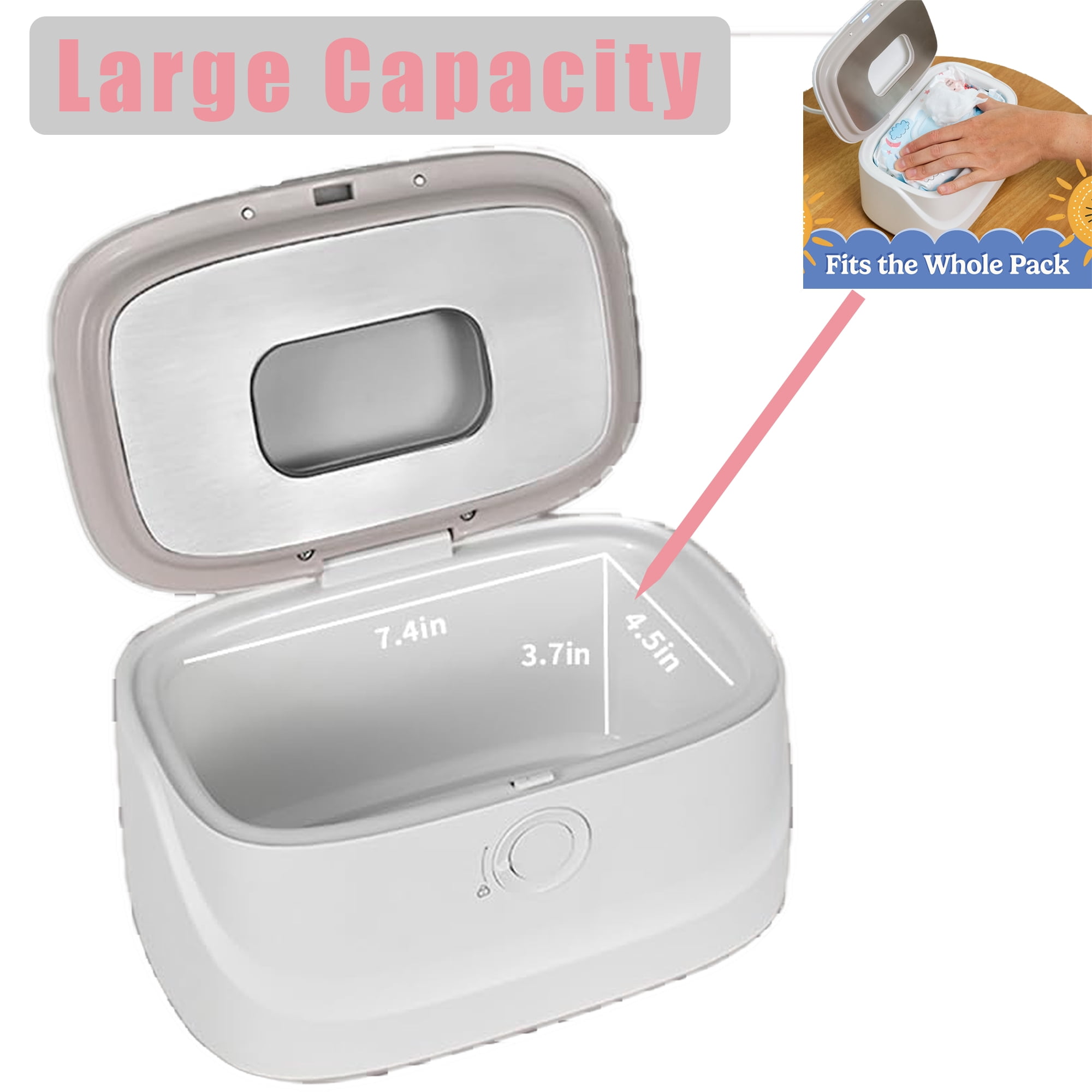 Baby Wipe Warmer with Night Light,Large Capacity Wipes Dispenser and Diaper Wipe Warmer,Fast and Even Heating,Temperature Display,3 Modes of Temperature Heating Control