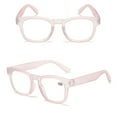 thumbnail image 3 of 4 Pairs of Women Thick Square Pink Clear Reading Glasses 1.00, Fashion Trendy Classic Candy Color Transparent HD Readers +1.00 Strength, 3 of 4