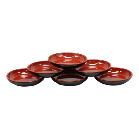 Ebros Red And Black Melamine Traditional Design Condiments Soy Sauce Dipping Plate or Dish Set of 6 Great Housewarming Gift Or Party Decor For Sushi Asian Dining Restaurant (Best Sushi Restaurants In Tampa)