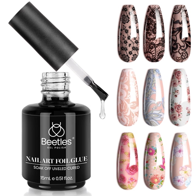 Pegamento adhesivo para uñas con forma de escarabajos, 15 ml, para pegatinas de uñas, gel transferible