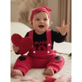 thumbnail image 4 of BemeyourBBs Newborn Baby Boys Valentines Day Outfits Lover Boy Letters Embroidery Long Sleeve Romper with Overalls Pants Set Cute Infant Spring Clothes, 4 of 9