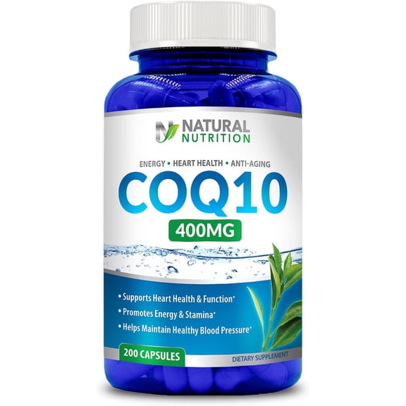 Natural Vitamin CoQ10 Extra Strength 400mg 200 Capsules Quick Absorption (Gluten Free & Non-GMO)