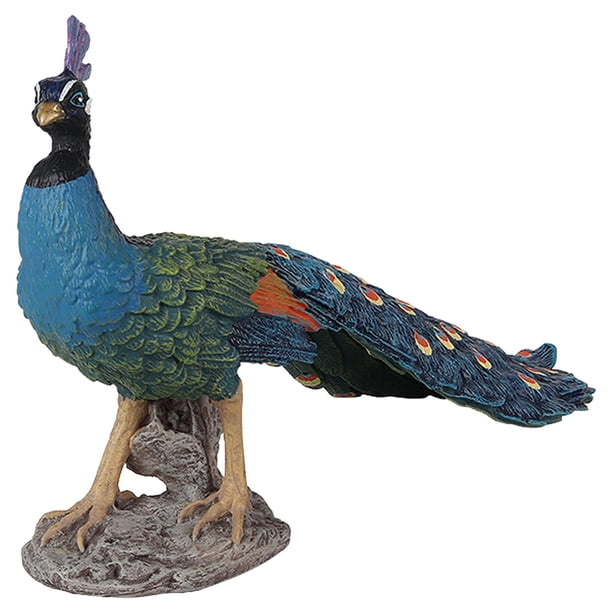 Estatuas realistas de pavos reales para decoración de escritorio, jardín y patio. Azul