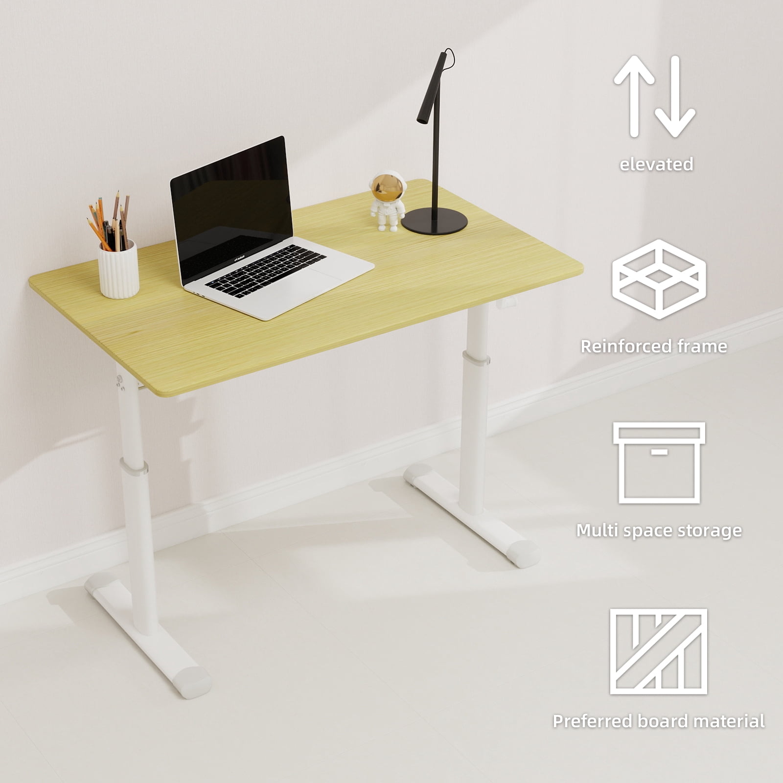 Mintazer 23" x 39" Height Adjustable Computer Desk, Home Office Standing Up Desk for Students,Teen and Adults, Nature