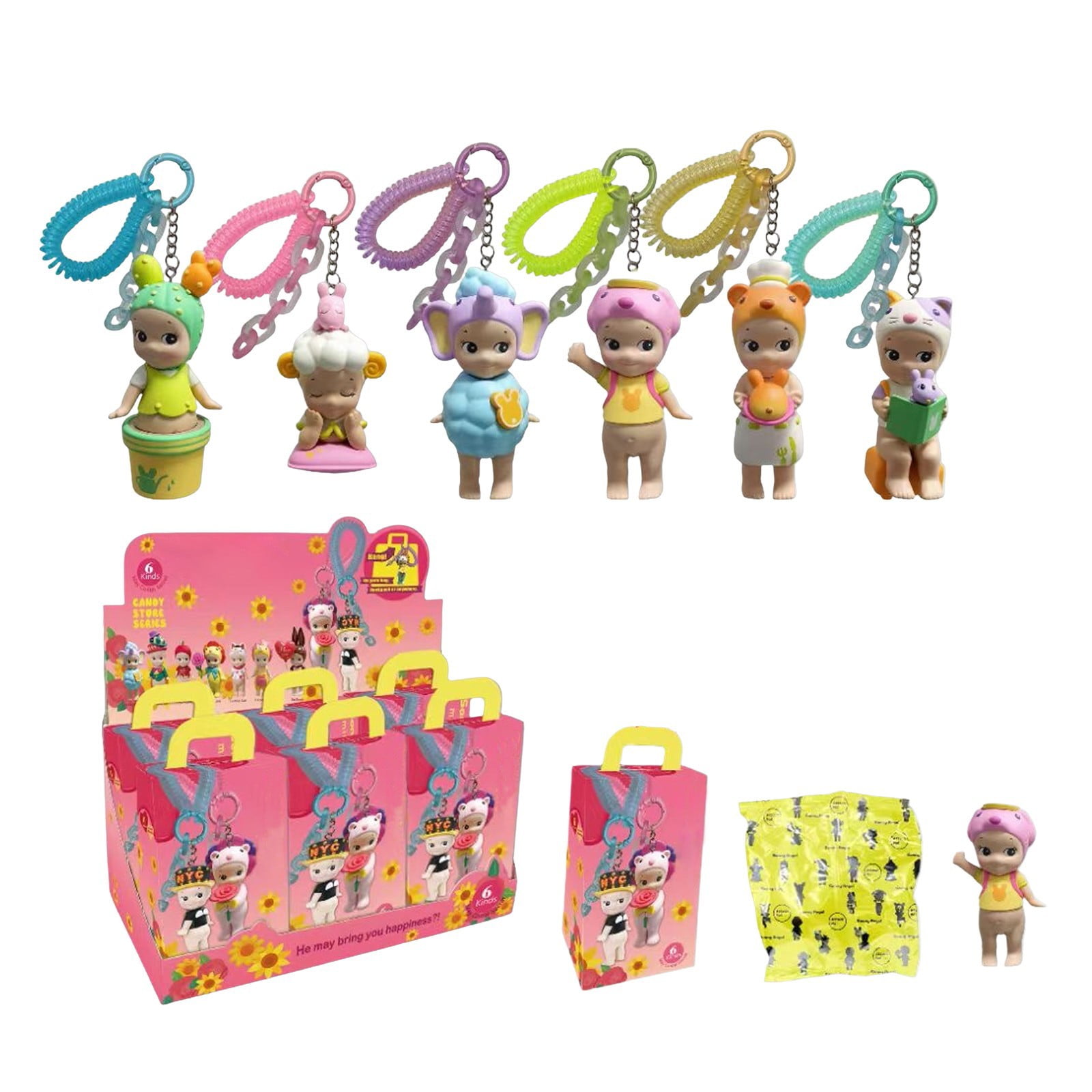 Sonny Angel Hippers 6個セット Sonny Angels Candy Keychain, Sonny Angel Phone Accessory Hippers