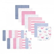 Hudson Baby Infant Girl Rayon from Bamboo Washcloth Bundle, Pink Whale, One Size