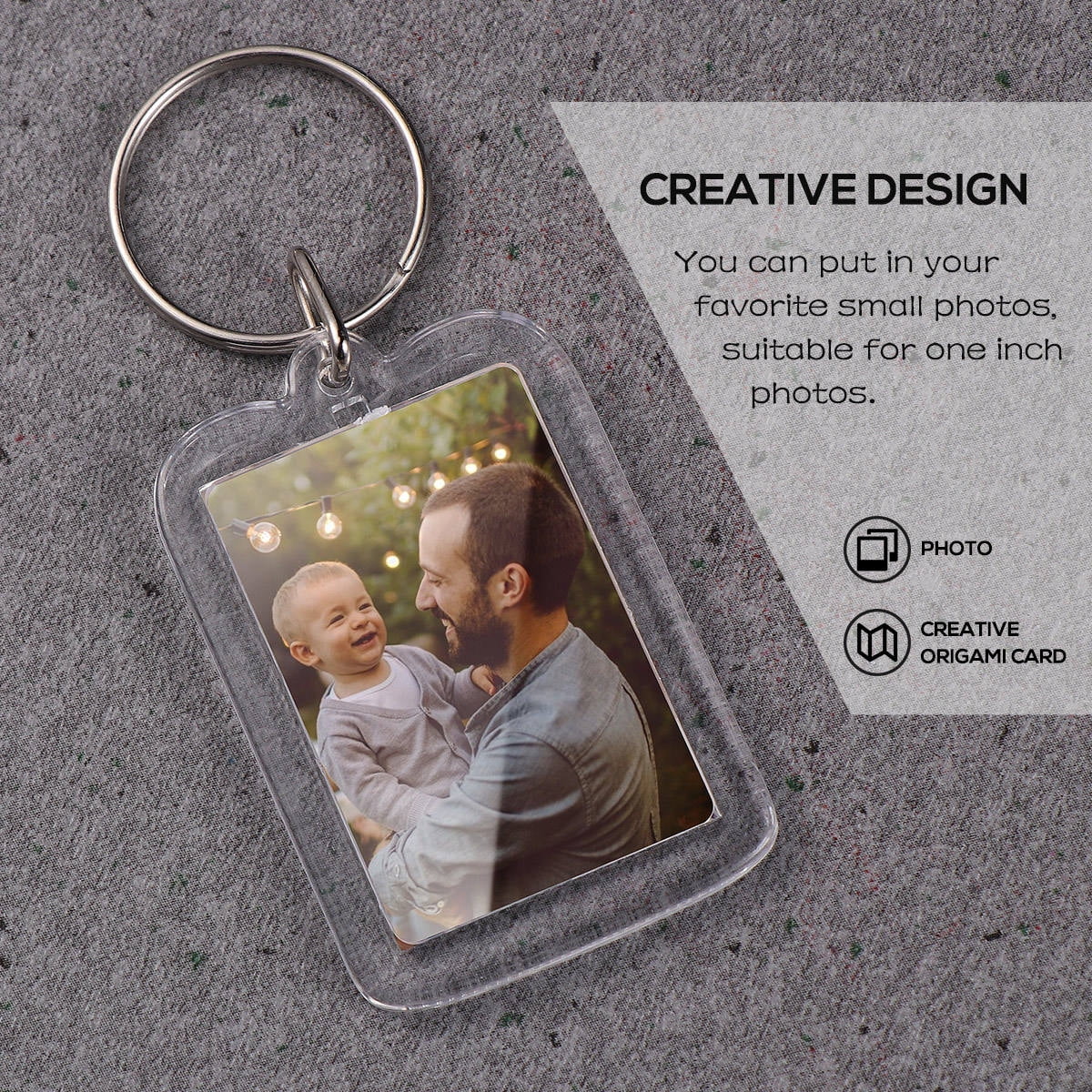 SEWOART 10-Pack Transparent Photo Insert Keychains Metal Key Gifts for Friends Keys