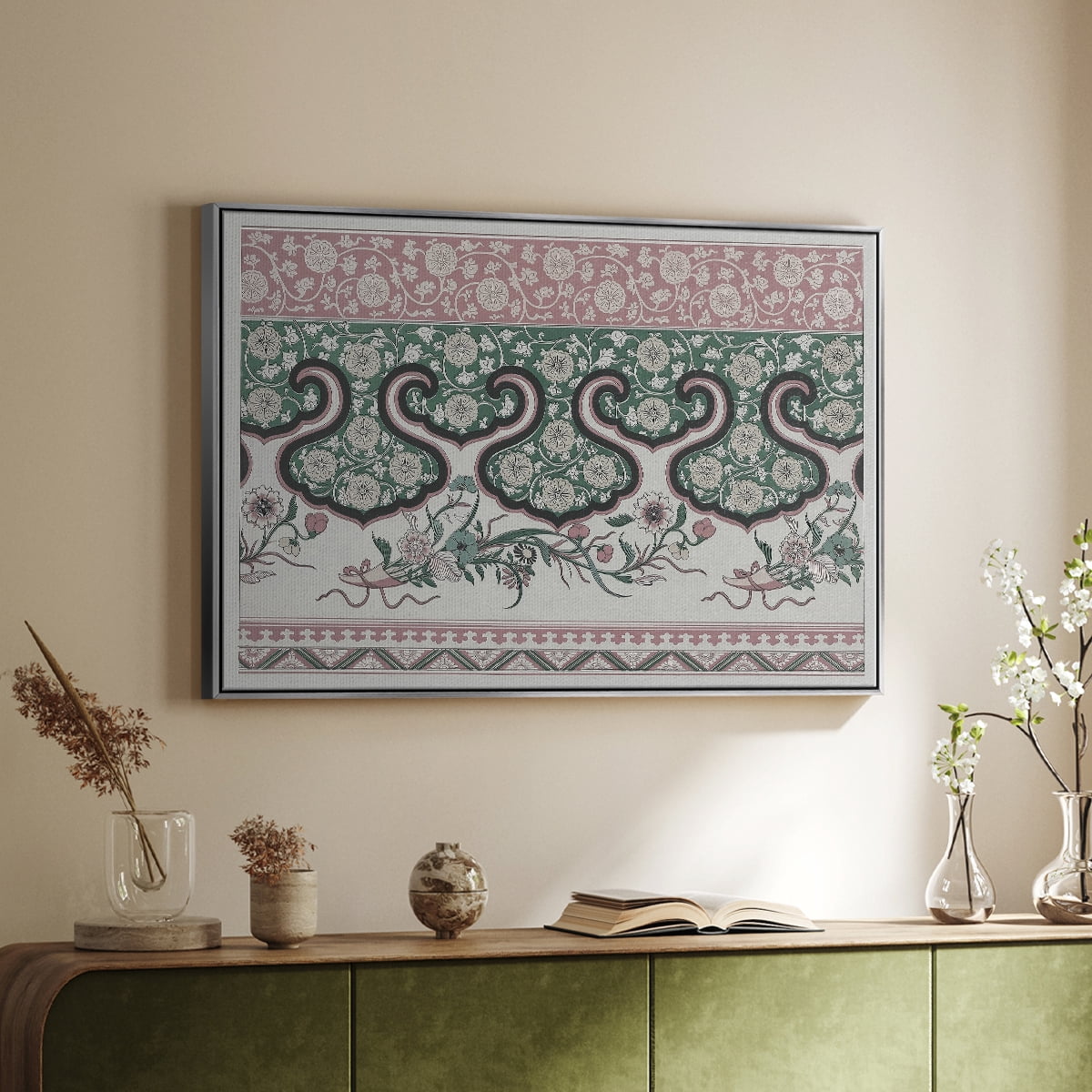 Vintage Abstract Print-XXIX Framed in Silver Wood Gallery Wrapped Canvas 17 in. x 25 in.