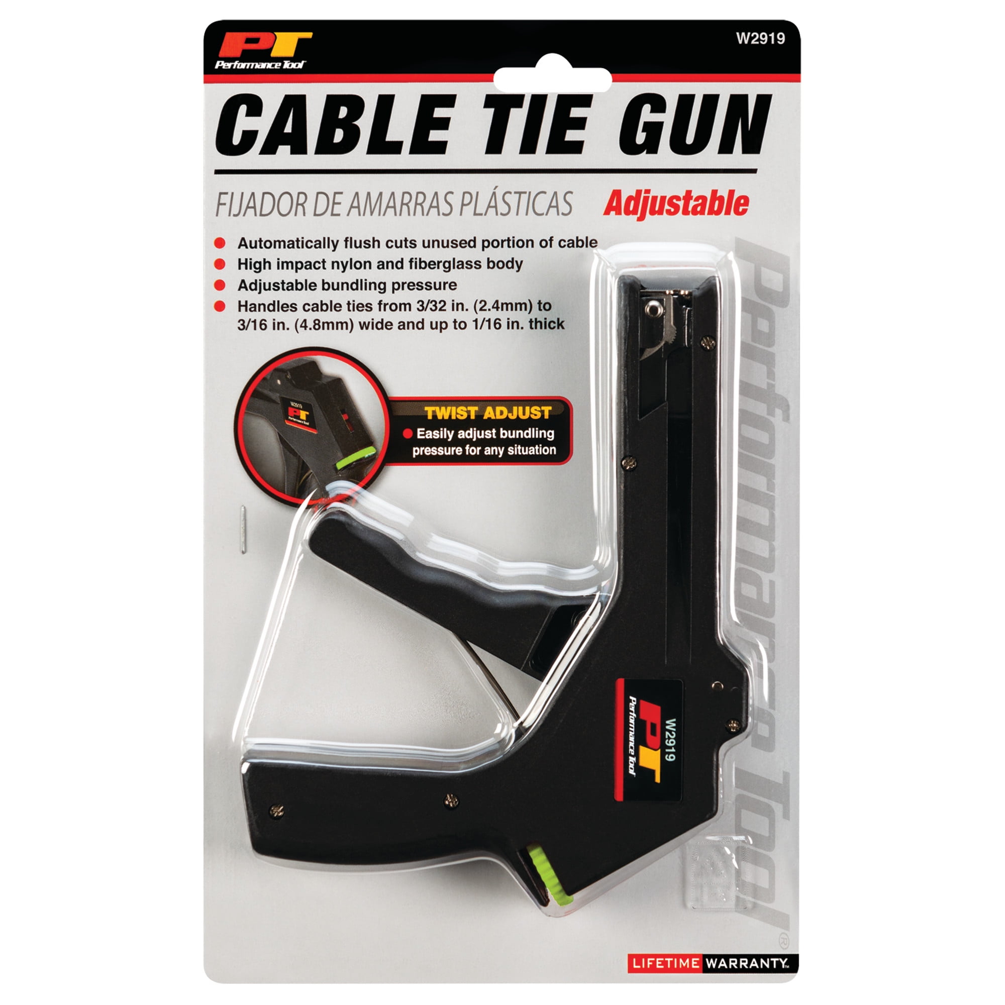 Performance Tool W2919 Adjustable Cable Tie Gun , Black