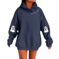 thumbnail image 2 of Kopltyrfg Oversized Hoodie for Women Trendy Hoodies Spooky Season Sweatshirt with Pocket Fleece Ghost Pullover Fashion Casual Tops Blue M, 2 of 5