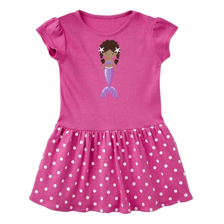 

Inktastic African American Mermaid Brown Hair Purple Tail Gift Baby Girl Dress