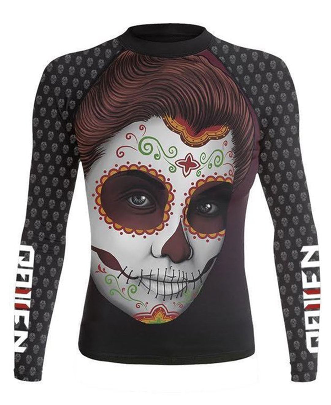 Raven Fightwear Women's Dia de los Muertos Gabriella Rash Guard MMA BJJ Black by Raven Fightwear
