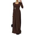 thumbnail image 2 of Women'S Casual Long Sleeve U-Neck Solid Color High Waist Bodycon Maxi Dress Brown L, 2 of 9