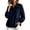 Navy, variant on Women's Casual Lantern Sleeve Blouse Long Sleeve Tops V Neck Lapel Ruffle Hem Babydoll Shirts